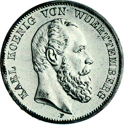 J. 173     Württemberg 5 Mark  Karl  1874-1888 SONDERPREIS!