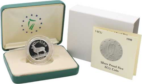 Irland-5Ecu-1990-AGpp-Hirsch-RS