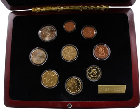 Finnland-3,88 Euro-2002-Stgl-AU-Kursmünzensatz-Etui