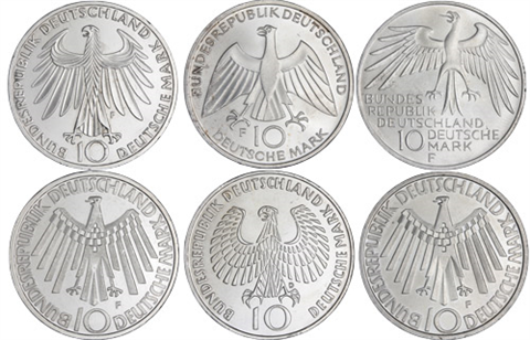 Deutschland-6x10DM-1972-AgStgl-OlyMünchen-RS