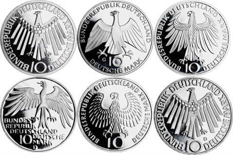 Deutschland-6x10DM-1972-AgPP-OlyMünchen-RS
