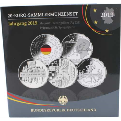 Deutschland-5x20 Euro-2019-AGpp-Komplett Set-Folder