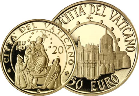 Vatikan-20Euro_50Euro-2015-Wallfahrtsbasiliken-Pompei-RS