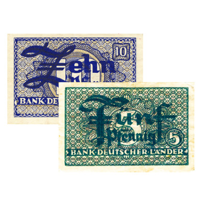 Banknoten - 5 Pfennig und 10 Pfenning ohne Datum von 1948