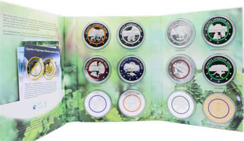 Deutschland-12xMedaille-Stgl-Giganten-Prägung mit Polymer-Ringen-Folder