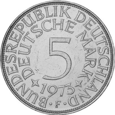 Deutschland 5 DM 1973 F Silberadler - Heiermann 