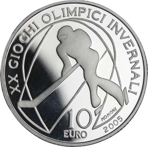 Italien-5Euro10Euro-2005-Olympia-EishockeySkilanglauf-RS