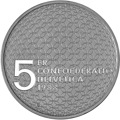 Schweiz-5Franken-1988-CuNi-bfr-OlympischeBewegung-RS