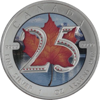 Kanada-5 Dollar-2013-AGstgl-FD-Farbe-25 Jahre Maple Leaf-RS
