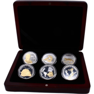 Samoa-6x10 Dollar-2009-PPvergoldet-200th Geburtstag C. Darwin-Etui I