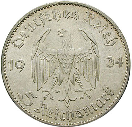 Original Reichsmark Silber Hindenburg , Garnisonskirche 