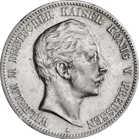 Jäger 104 Preussen 5 Mark 1891 - 1908 Sehr Schön König Wilhelm II I