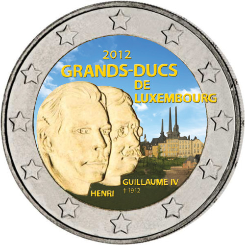 2 Euro Sondermünze aus Luxemburg in Farbe