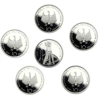 Deutschland 10 DM Silber 1997 PP 100 Jahre Erfindung des Dieselmotor Mzz. A bis J I