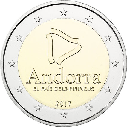 2 Euro Gedenkmünze Pyrenäen von 2017 aus Andorra