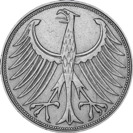 Heiermann Silberadler Münzen Deutschland 5 DM 1958 Silber 