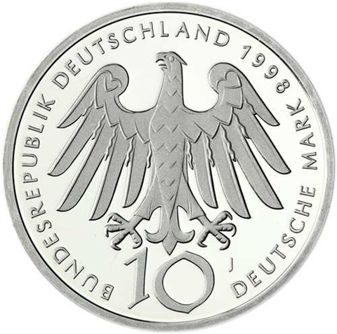 Deutschland 10 DM Silber 1998 Stgl. Die Heilige Hildengard von Bingen I