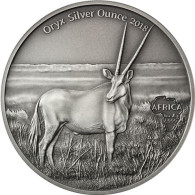 Antique Finish Ghana 5 Cedis Silbermünze 2018 Oryx Antilope