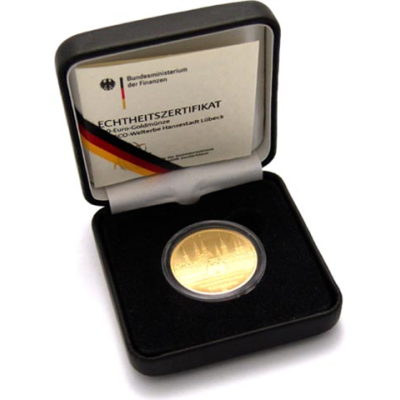 Deutschland-100Euro-2007-Au-GoldmünzeLübeck-Etui