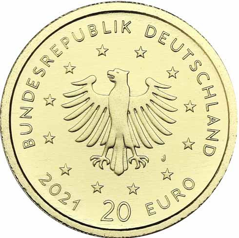 Deutschland 20 Euro Goldmünze 2021 Schwarzspecht Mzz. J 