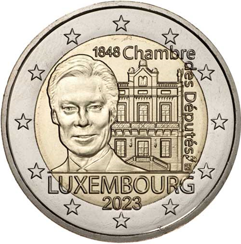 Luxemburg-2Euro-2023-Stgl-Abgeordneten-Kammer-füllhorn-Coincard-RS