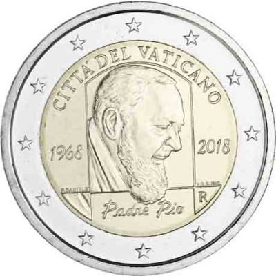 Vatikan-2-Euro-2018-Padre-Pio-Stempelglanz-I