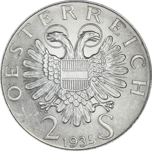 Österreich 2 Schilling Rückseite aller Ausgaben von 1934-1937 II