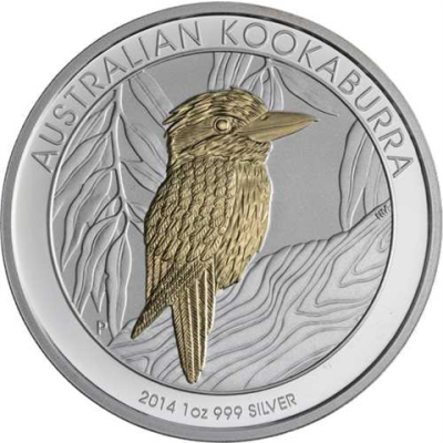 Australien-1Dollar-2014-AGstgl-Kookaburra-vergoldet-RS