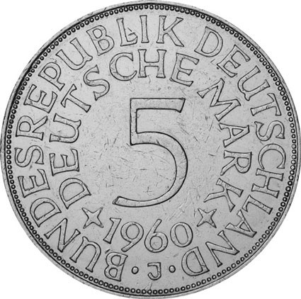 Deutschland 5 DM 1960 J Silberadler