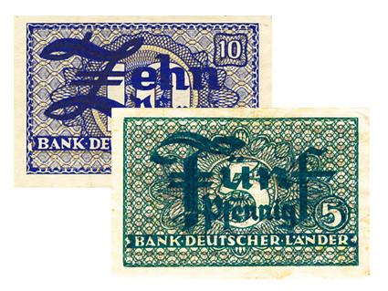 Banknoten - 5 Pfennig und 10 Pfenning ohne Datum von 1948