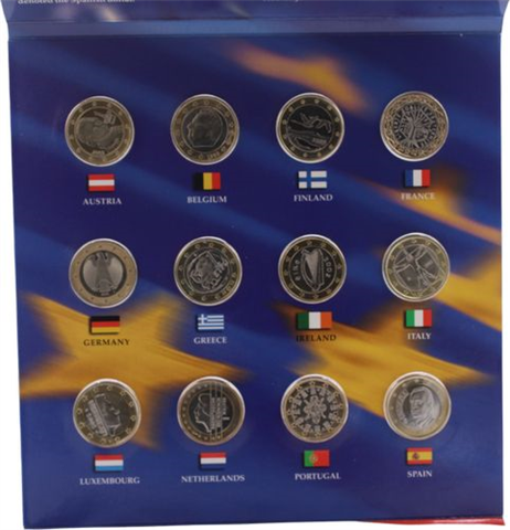 Mix-12x1Euro-5xQuarter Dollar-The 50 State Quarter and Euro Collection-Folder