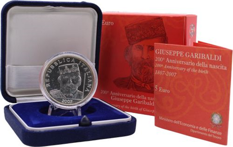 Italien-5Euro-2007-AGstgl-Garibaldi-Etui