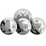 Russland-3-x-1-Rubel-1993-Silber-PP-–-Rotes-Buch-I-RSVS