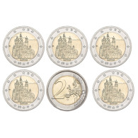 Deutschland 5 x 2 Euro 2012 bfr. Bundesländer Serie: Schloß Neuschwanstein Mzz. A - J