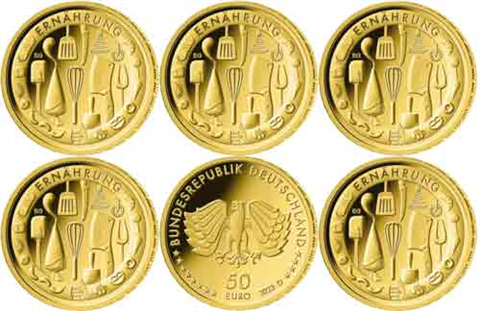Deutschland-5x50-Euro-Gold-2023-Ernährung-Satz