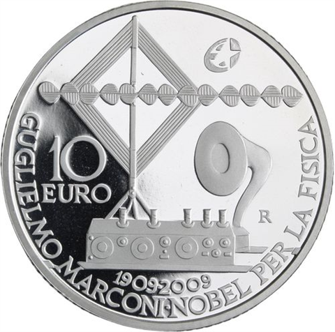 Italien-10Euro-2009-AGpp-Marconi-Etui