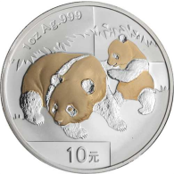 China-10Yuan-2008-AG-Panda-Goldveredelung-FD-VS