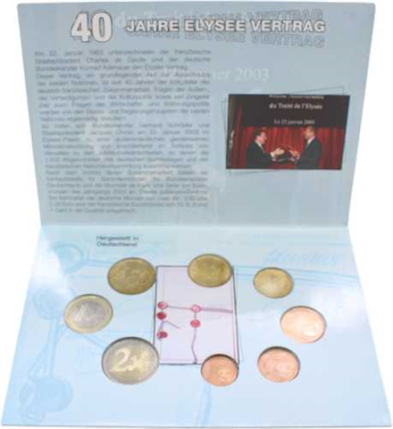 Deutschland-3,88 Euro-Stgl-Deutsch-Französisches Set-Folder