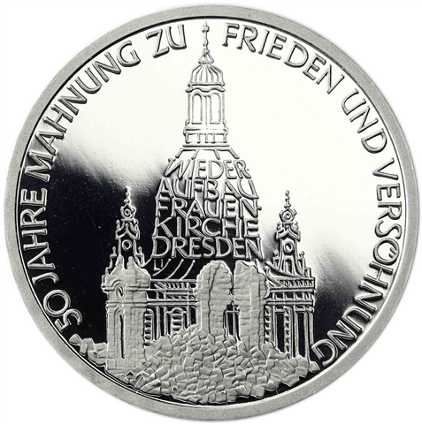 Deutschland 10 DM Silber 1995 PP Frauenkirche in Dresden I (1)