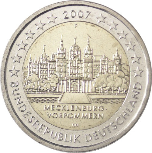 Deutschland 2 Euro 2007 bfr. Schloss Schwerin im Satz A - J