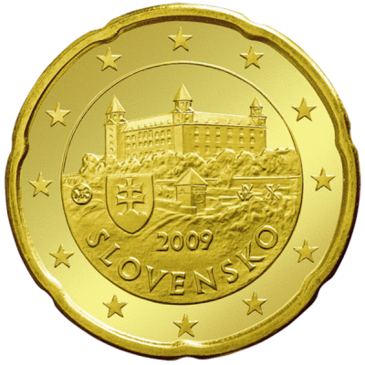 Slowakei 20 Cent 2009  bfr. Burg von Bratislava