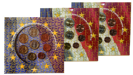 Frankreich EURO-Kursmünzensätze 1999 - 2000 - 2001 3,88 Euro Stgl. im Folder 