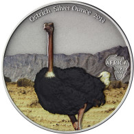 Silbermünze Gabun Silver-Ounce Strauß Silberunze 2014 