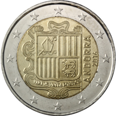 Andorra 2 Euro Muenzen Staatswappen 2016 