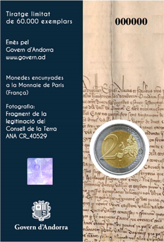 2 Euro Münze 600. Jahrestag des Consell de la Terra sammeln 
