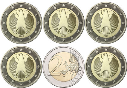  Deutschland 2 Euro 2002 bfr. Mzz.A bis J Bundesadler 