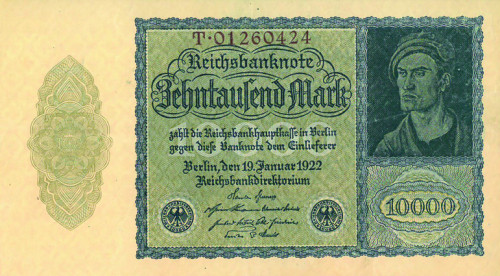 10.000 Mark Reichsbanknote mit Datum