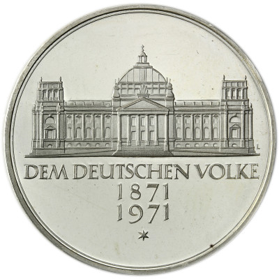 BRD 5 DM 1971 - 100 Jahre Reichsgründung - Gedenkmünze Reichstag 