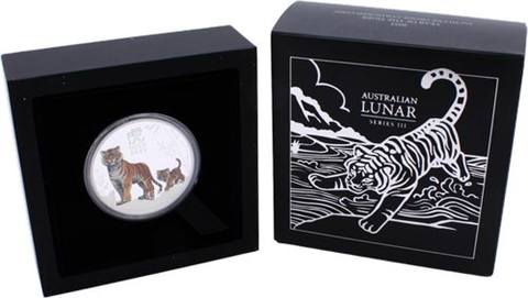 Australien-1 Dollar-2022-AGpp-Lunar III Tiger-Farbe-RS