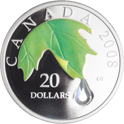 Kanada-20 Dollar-2008-AGpp-Crystel Raindrop-grün-RS